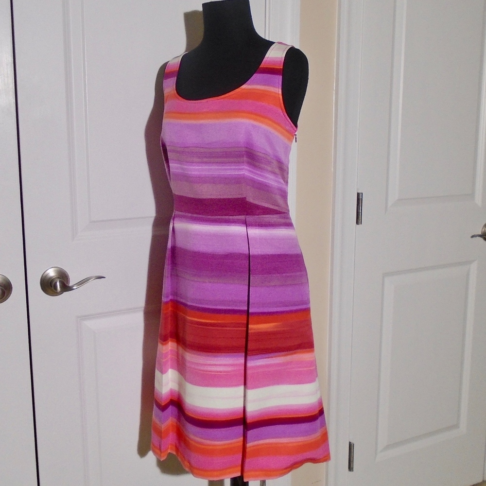 LOFT Sleeveless Stripe A-Line Dress Party/Work - Picture 2 of 6